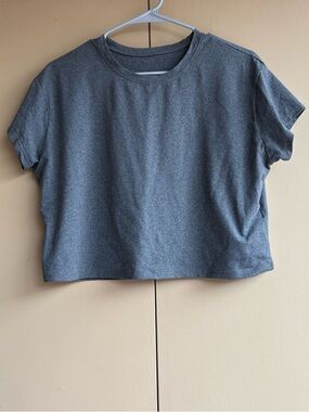 Gray semi cropped top
